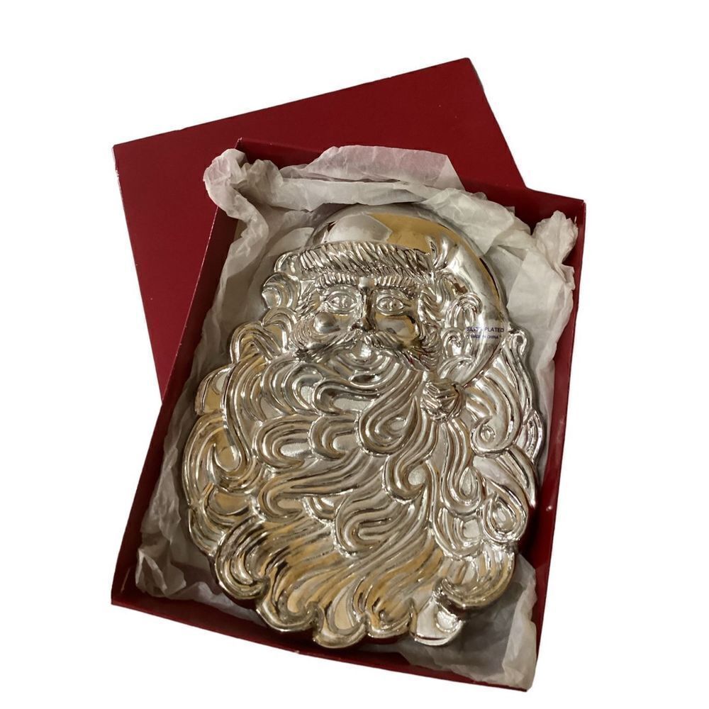 Vintage Silver Plated Santa Candy Dish